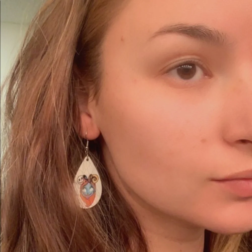 Jeep American flag wood tear drop earrings new